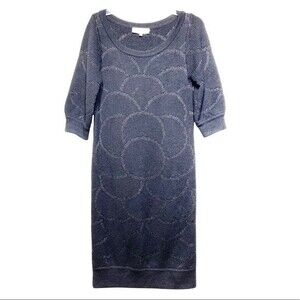 Tibi New York Merino Wool Metallic Shimmer Sweater Dress in Black and Gold XS